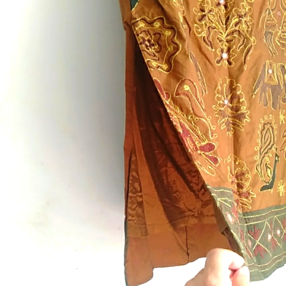 Mexico pencil long Summer skirt with cultural prints made in India size S - Picture 2 of 13